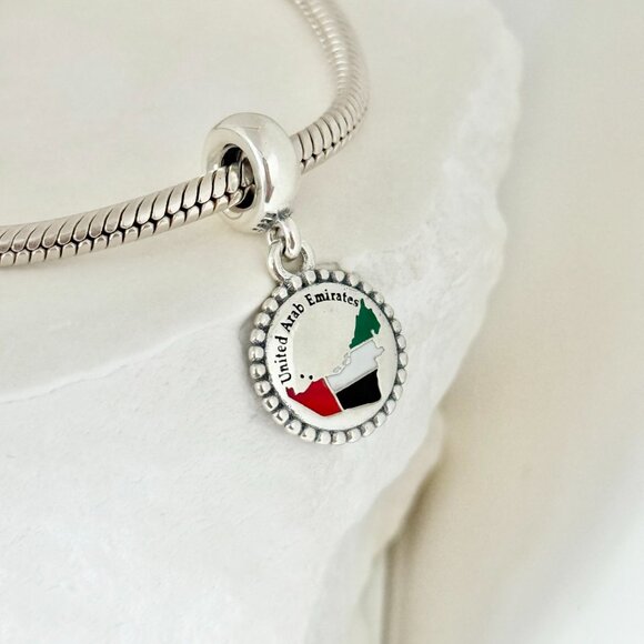 Pandora United Arab Emirates Map Dangle S925 Silver Charm - Picture 1 of 4